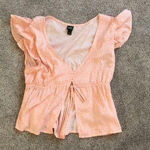 Wild Fable Light Pink Ruffle Sleeve Blouse